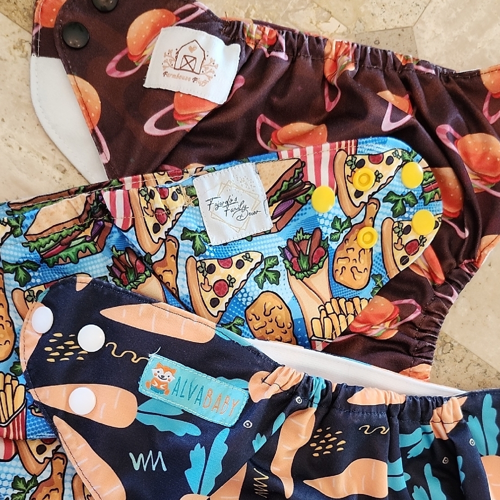 3 Colorful Baby Reusable Cloth Diapers